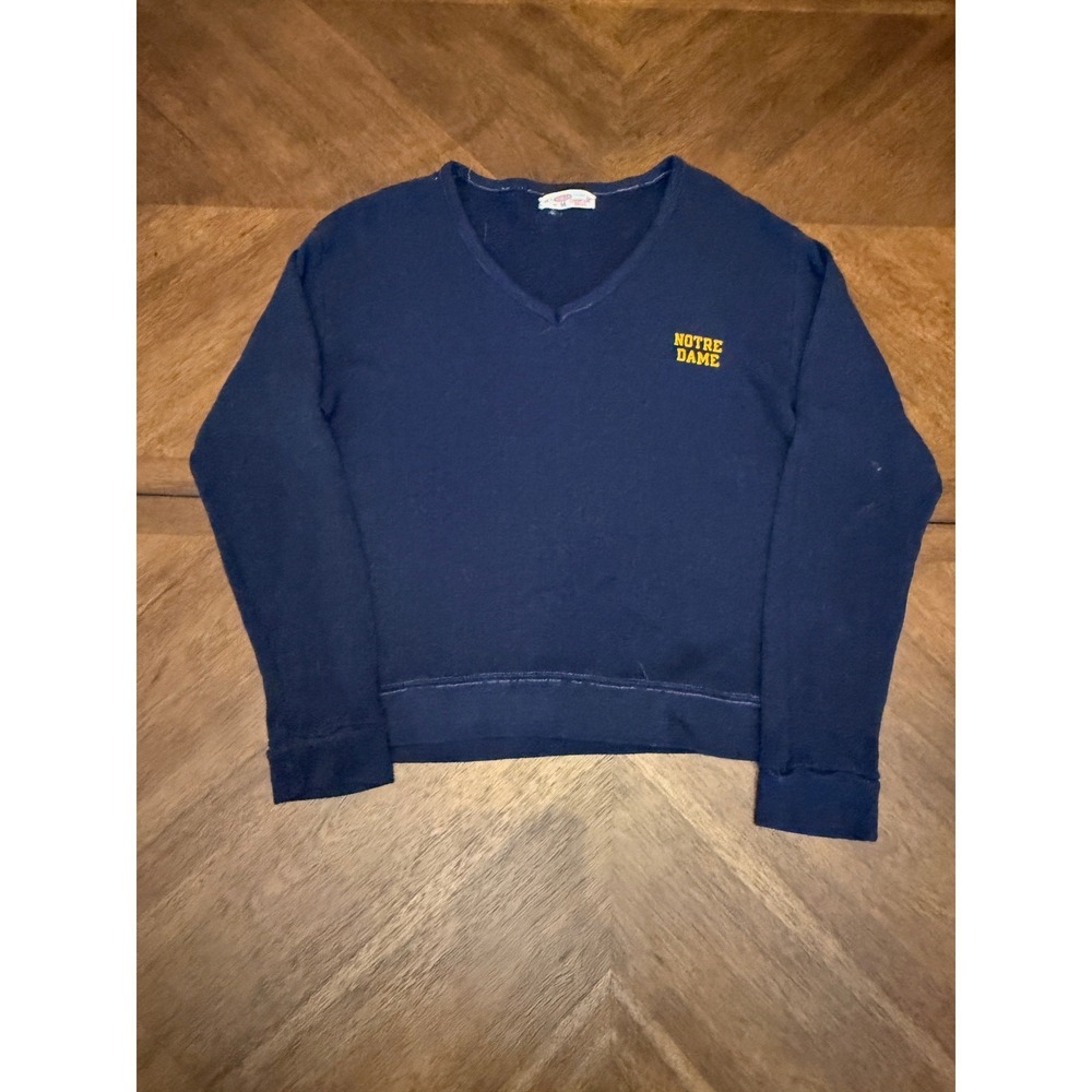 Vintage Doran Champion Notre Dame V-Neck Sweatshirt Navy‎ Blue Rochester NY M